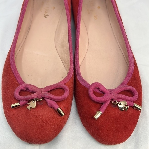 Kate Spade Sz 7 Coral Pink Suede Ballet Slippers Flats Slip on Shoes - Picture 11 of 11